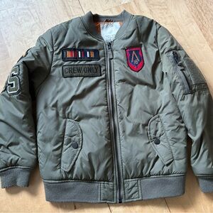 Zara Kids Olive Green Bomber Jacket with Patches
